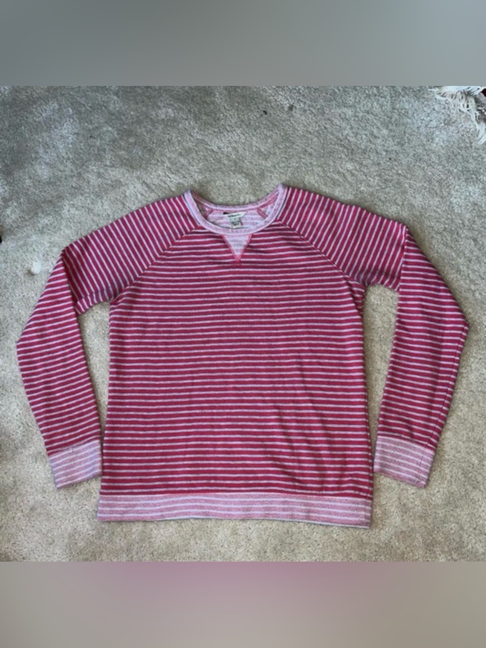 G.H. Bass Women’s Gray & Red Striped Sweatshirt - Size S - EUC - Cotton Blend